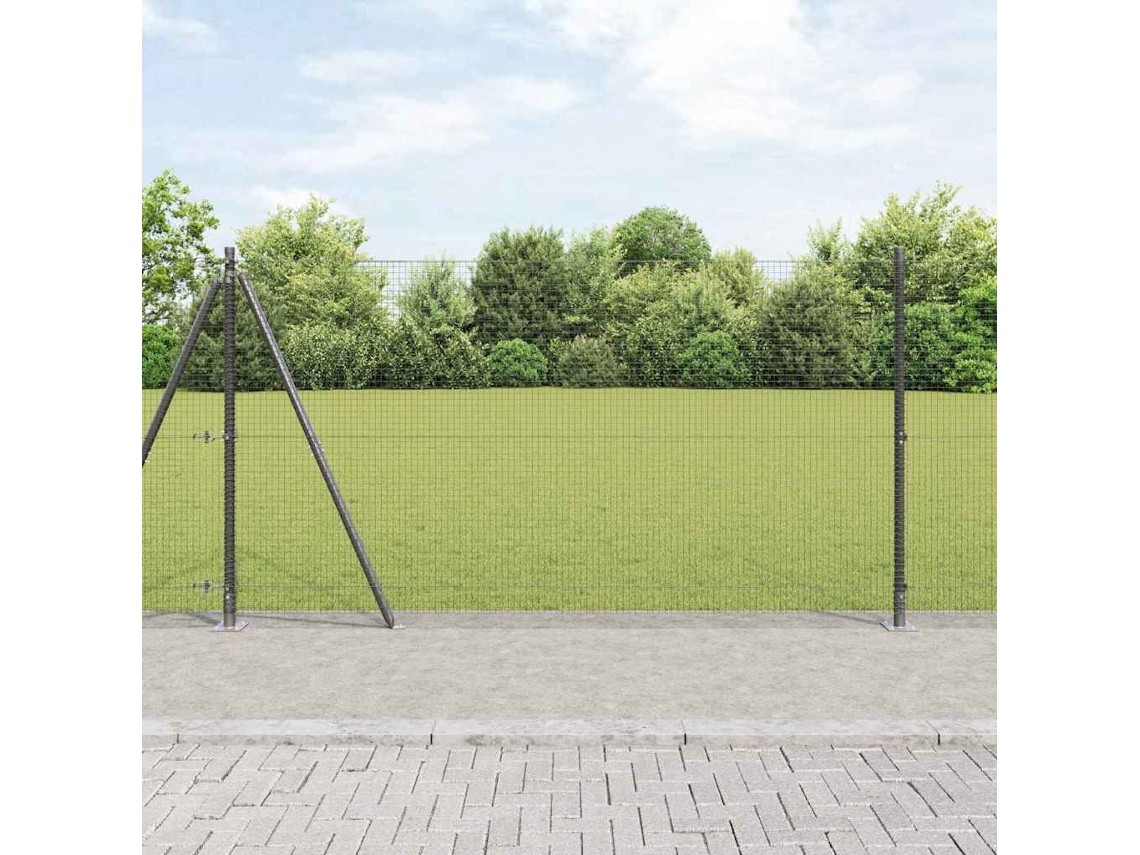 Vidaxl Cerca De Arame Soldado Com Base De Concreto 50 X 1,2 M Cinzento