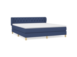 Cama com Molas/colchão 160x200 Cm Tecido Azul MAISON EXCLUSIVE