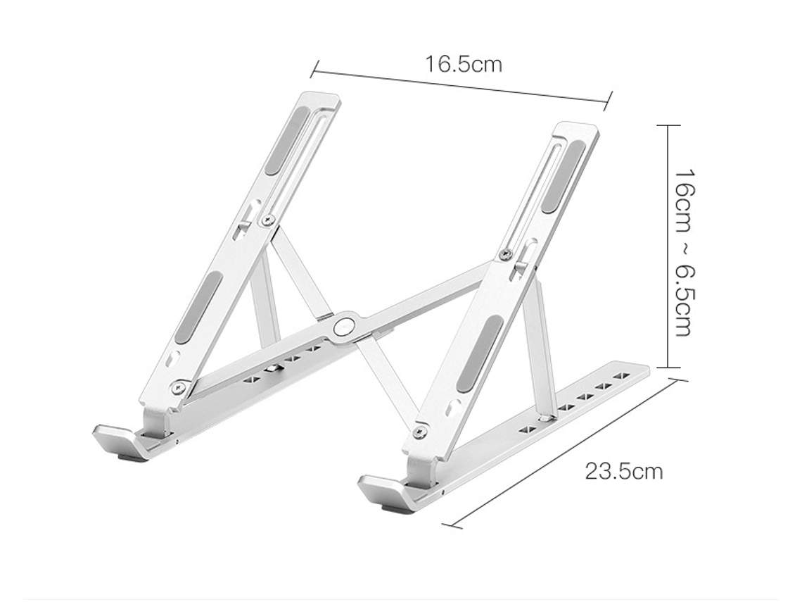 Suporte Portátil Para Computador Em Alumínio, Suporte Ergonomicamente Ajustável Em Altura, Prata Brilvibera