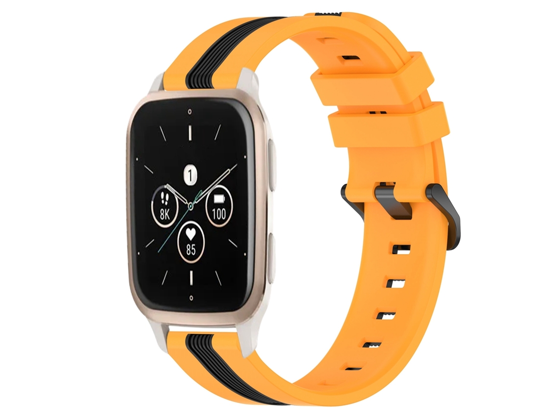 Bracelete de Smartwatch para Garmin Forerunner Sq2 Music 20mm de silicone vertical de duas cores (amarelo + preto)