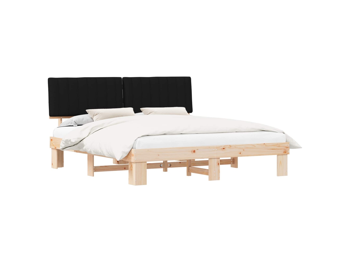 Vidaxl Estrutura De Cama Com Cabeceira Estofada Preto 180 X 200 Cm