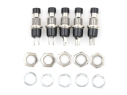 5 interruptores de pulsação momentânea de 5mm de 2 pinos abertos normalmente pbs 110 250V AC 0.5A botão vermelho e preto preto S/MARCA