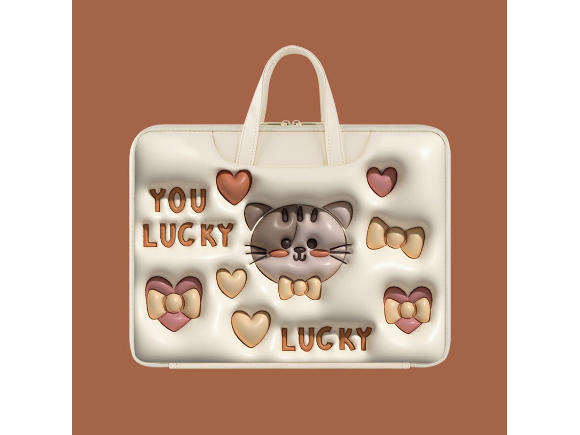 Capa HEXINYIGJLY para portátil, 15.6 polegadas, universal, almofadada, forro macio, Gato