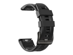 Bracelete Para Garmin (26mm) - Silicone Esportivo - Cor Sólida - Fivela De Aço Preta Preta