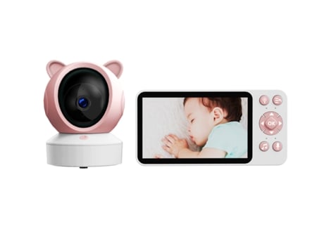 Babyphone, Dispositivo Remoto Para Cuidados A Bebés, Intercomunicador De Voz, Comando Por Telemóvel, 2.4g, 2mp, Rosa, Ecrã De 5 Polegadas Fwinl