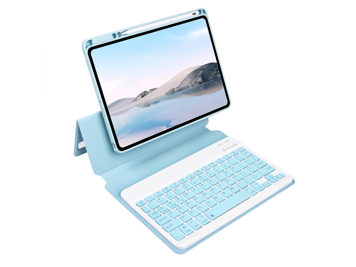 Lurelia Capa Com Teclado Bluetooth Para Ipad 9.7 2018/2017, Em Acrílico, Giratória, Azul Celeste