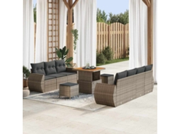 Vidaxl Conjunto De Sofá De Jardim 10 Unid. 7-número De Lugares Cinzeto