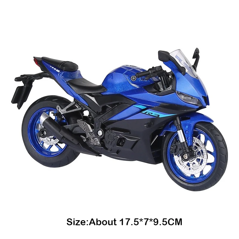 (r3 Azul) Escala 1:12 - Modelo De Motocicleta - Carroceria De Metal - Pneus De Borracha - Miniatura