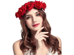 Tiara de flores com renda preta para meninas e mulheres, acessório ideal para Halloween, cosplay e festas cor-de-rosa.