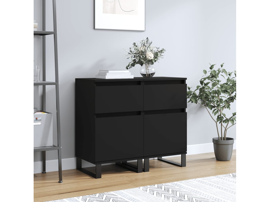 Vidaxl Aparadores 2 Pcs 40x35x70 Cm Derivados De Madeira Preto