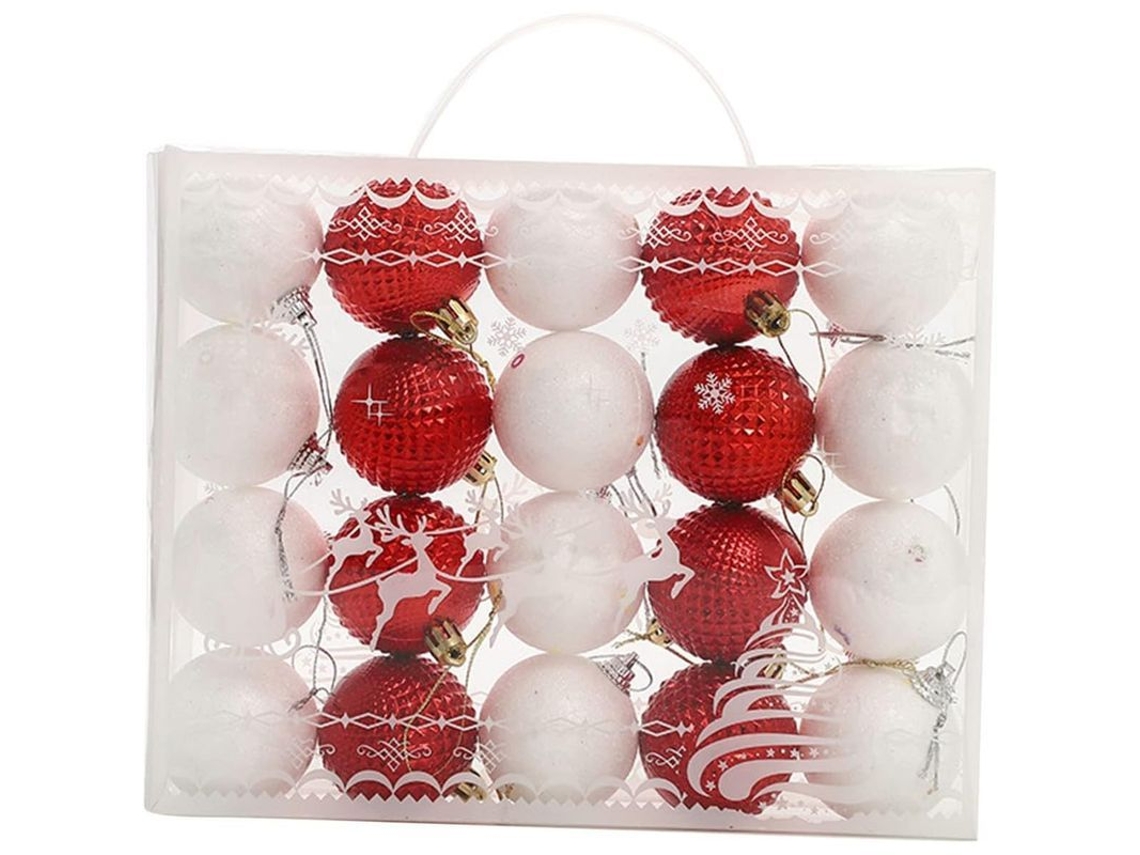 Bola Decorativa Nova Line, 20 peças, para Árvore de Natal, em Caixa Presente com Cordão Dourado