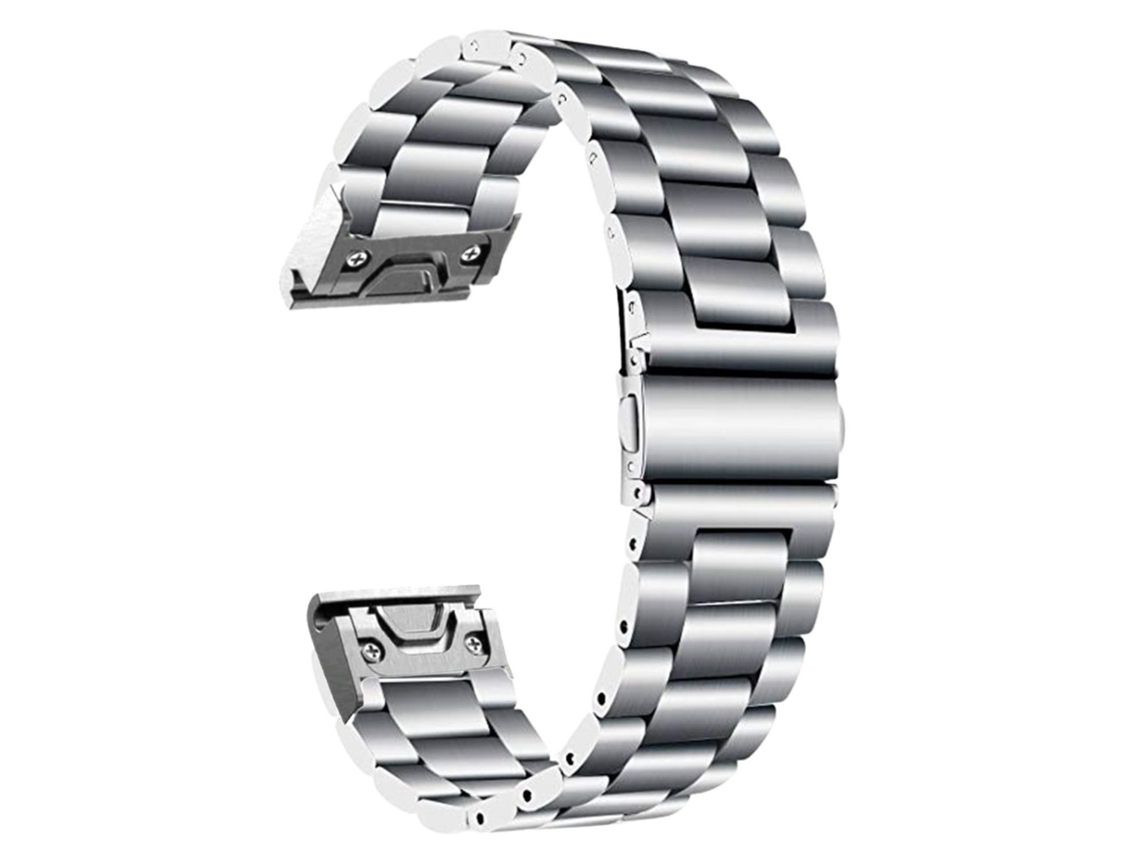 Bracelete Aço Ajustável para Garmin Instinct Solar - Camo Edition Silver