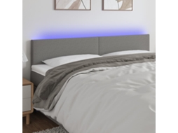 Vidaxl Cabeceira De Cama C/luzes Led Tecido 200x5x78/88cm Cinza-escuro