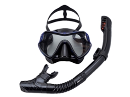 Conjunto Snorkel Mascara Ajustavel Azul Preto Seguro