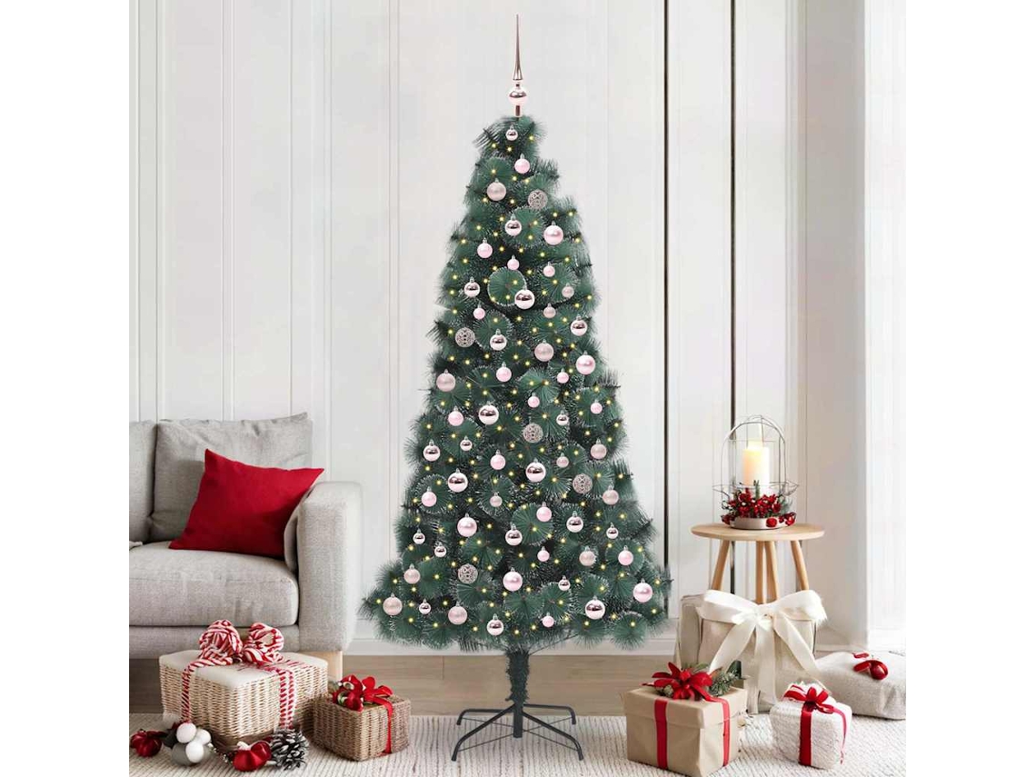 Vidaxl Árvore De Natal Artificial Pré-iluminada Com Conjunto De Bolas