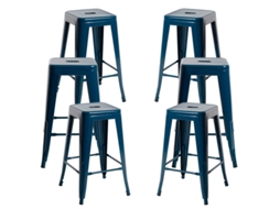 Pack 6 Bancos Torix Baixos 65 Cm - Azul Petróleo
