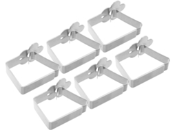 Conjunto de 6 prendedores de toalha de mesa Luxshiny em aço inoxidável, cor prata.