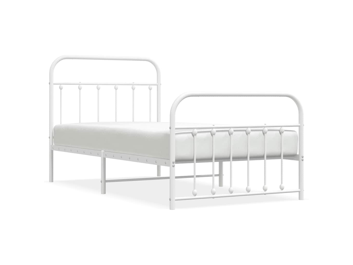 Bed Frame, Bed Frames Vidaxl Branco Aço (100 X 190 Cm)
