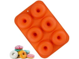 Forma de silicone para donuts, Skittles, biscoitos, bagels, muffins e chocolates Assar (6 cavidades)
