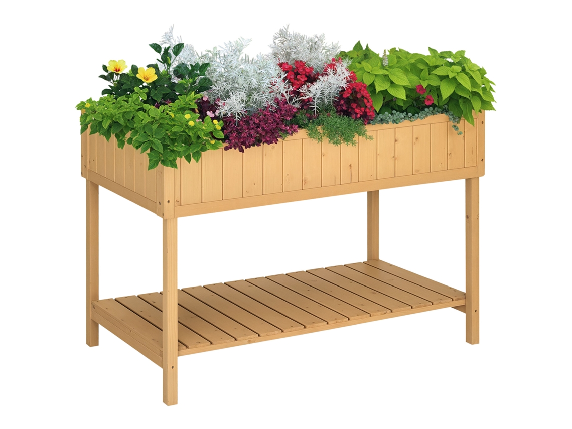 Canteiro Elevado 8 Compartimentos Mesa de Plantio Caixa de Flores Pinho 1 Prateleira+drenagem BTFORUS