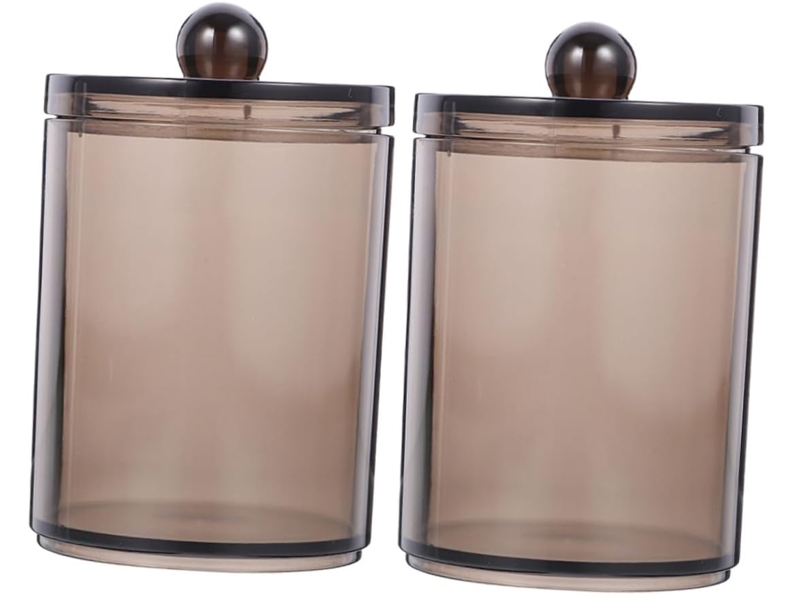De 2 Caixas Transparentes Pretas Para Cotonetes Com Tampa, Organizador Compacto Para Banheiro, Armazenamento Portátil E Gokoco