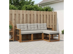 Vidaxl Conjunto De Sofás Para Exterior 4 Pcs Natural E Cinzento-claro