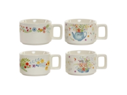 Conjunto de Chávenas de Café Dkd Home Decor Metal Bambu Dolomite 260 Ml 4 Pcs