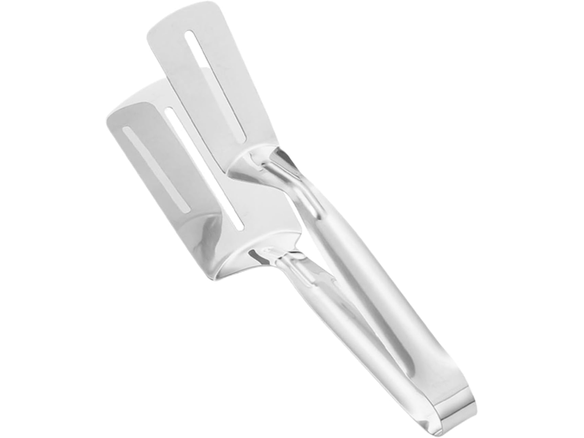 Espátula Para Churrasco Com Pinça, Pá De Aço Inoxidável, Utensílio Robusto Com Design Em Metal, Aletas Para Churrasco