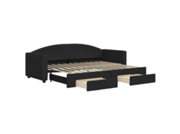 Daybed With Trundle, Daybeds With Trundles Vidaxl Preto Tecido (80 X 200 Cm)