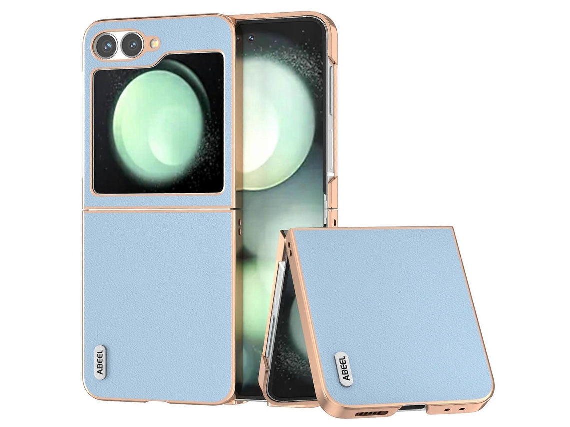 Capa De Couro Com Moldura Galvanizada Abeel Wave Para Samsung Galaxy Z Flip6