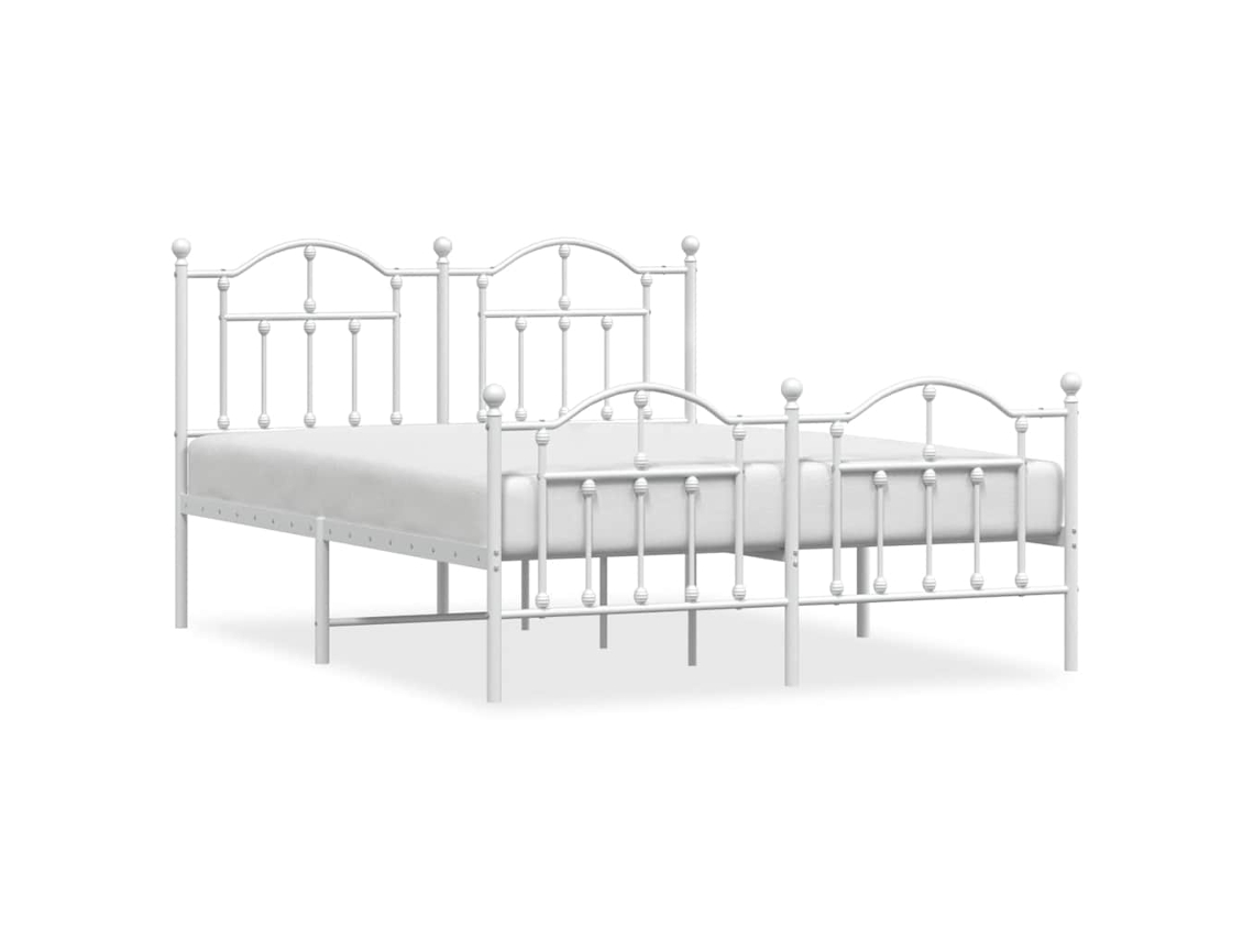 Estrutura de Cama com Cabeceira e Pés Metal Branco MAISON EXCLUSIVE 140x190 cm