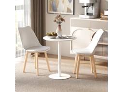 Mesa Redonda De Jantar Para 2 Pessoas, Em Aço, Uso Interno E Externo, Diâmetro 60 Cm, Altura 72 Cm, Cor Branca