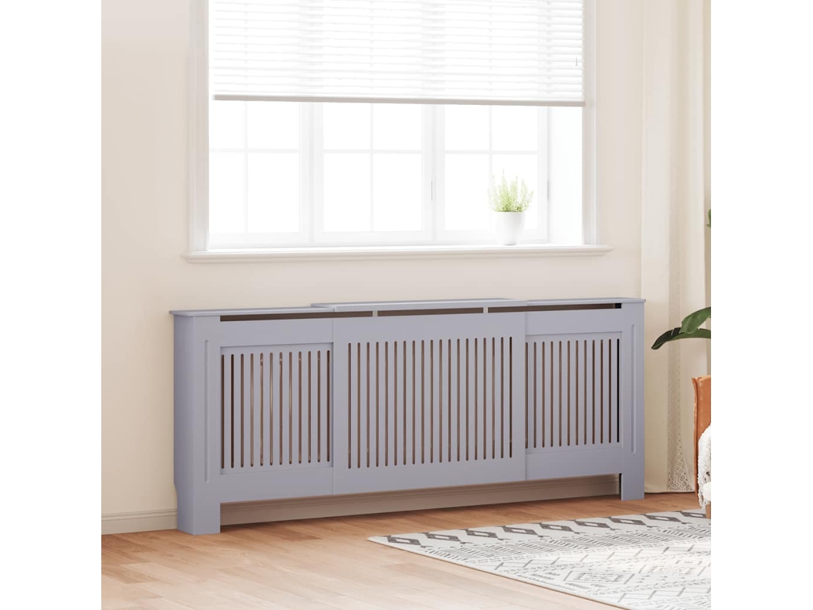 Vidaxl Cobertura De Radiador Mdf 205 Cm Cinzento