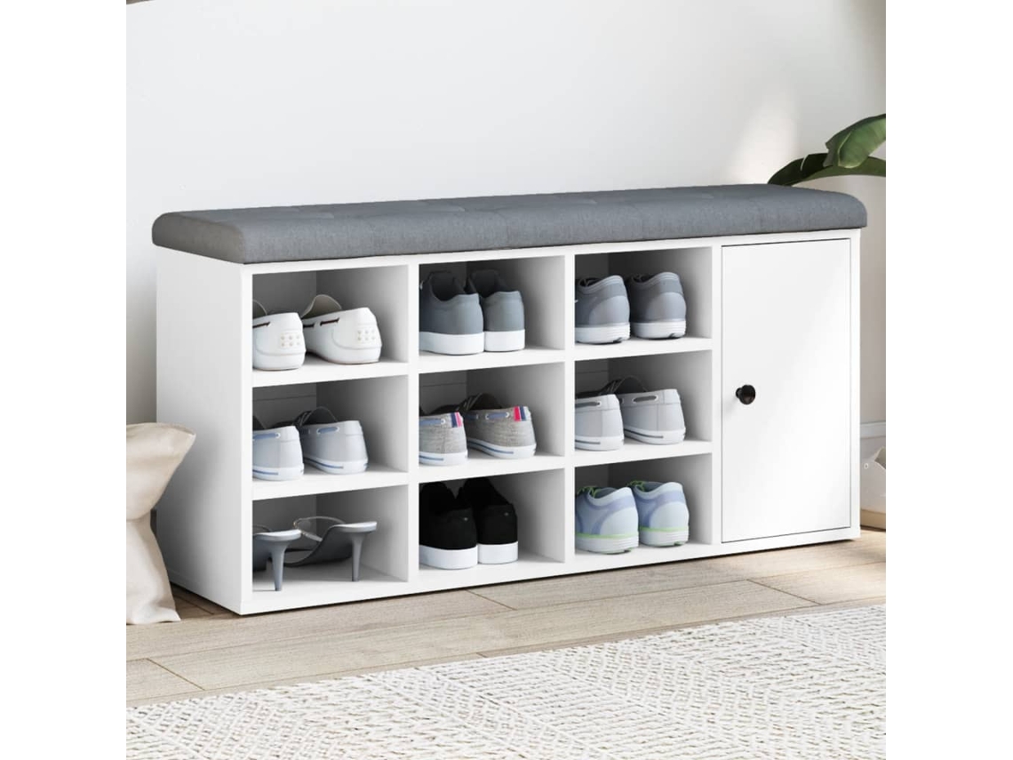 Vidaxl Banco Sapateira 102x32x50 Cm Derivados De Madeira Branco