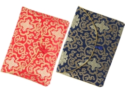 Bolsa budista bordada em brocado, conjunto de 2 peças, azul e verde, estampa chinesa, acolchoada para proteção.