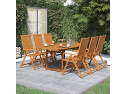 Vidaxl 7 Pcs Conjunto De Jantar Exterior Madeira Acácia Maciça 150-200 Cm