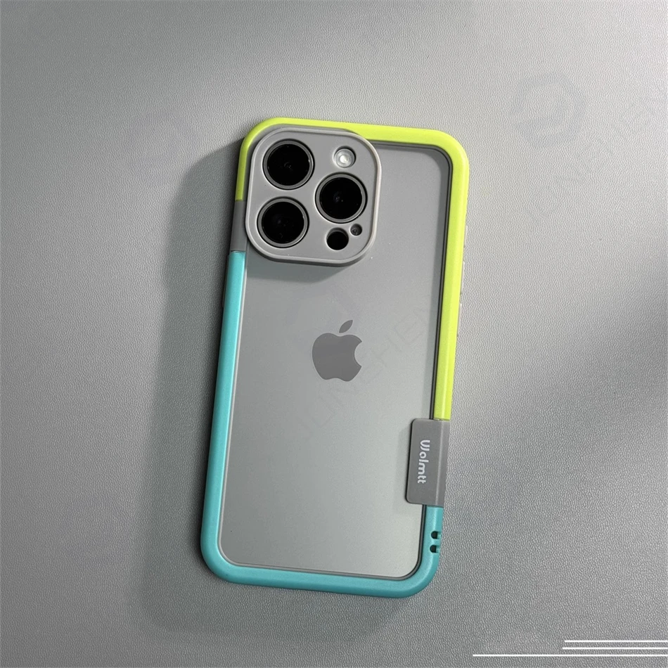 Capa Protetora De Silicone Macio E Resistente A Impactos Com Moldura Bicolor (verde E Azul Para Iphone 14).