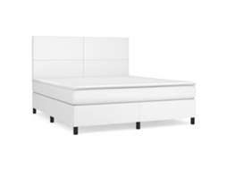 Cama com Molas Couro Artificial Branco MAISON EXCLUSIVE 160x200 cm
