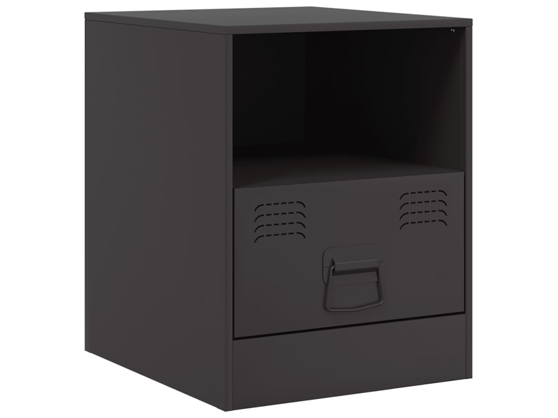 Bedside Cabinet, Bedside Cabinets Vidaxl Preto Aço (n/a)