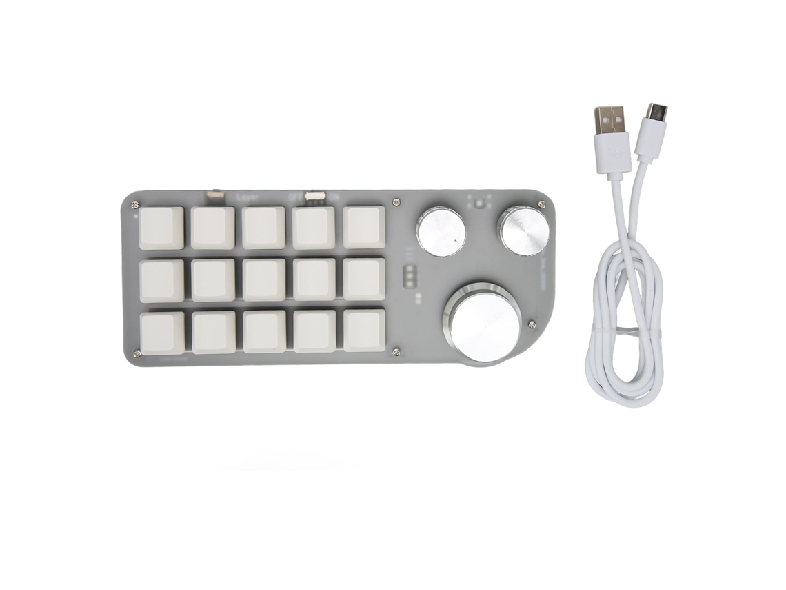 Teclado Mecânico De Mão Única (design Com 3 Knobs + Teclas De Atalho Personalizáveis)