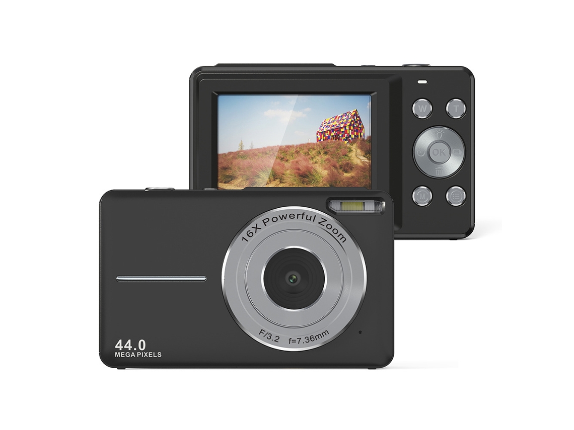 Câmera 44MP com Zoom de 16x e Tela de 2,4 Polegadas com Flash, Ideal para Crianças e Iniciantes MDUG (preto 16gb)
