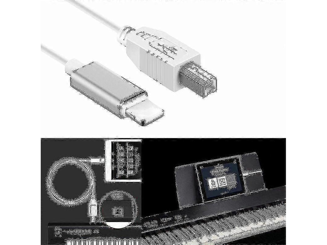 Cabo De Interface Usb Midi Lightning, Usb-b E Usb 2.0, 1 M, Plug And Play, Para Teclado Midi, Piano Digital E Bateria Eletrónica - Elysve
