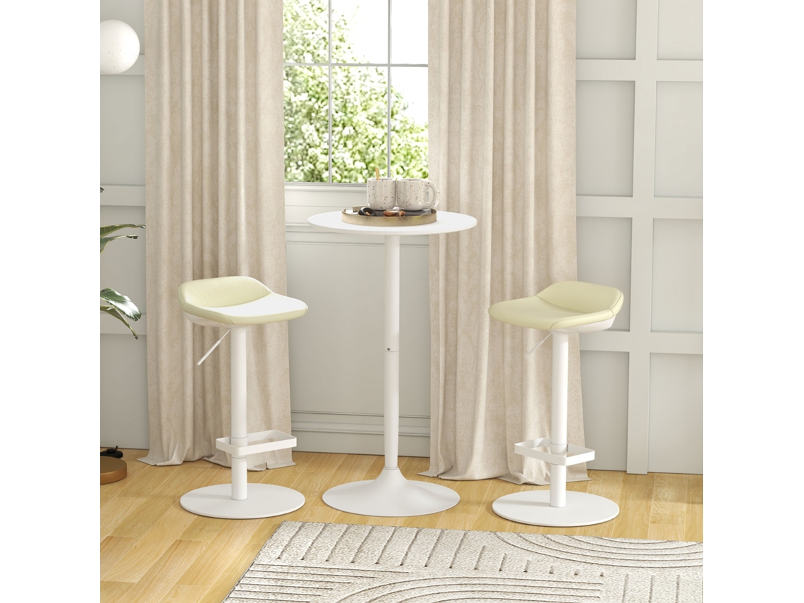Mesa De Bar Redonda Para Cozinha Ilha, Ø60x102 Cm, Modelo Que Otimiza Espaço Na Cor Branca