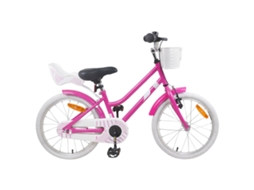 Vidaxl Bicicleta Infantil 18 Polegadas Para 5-7 Anos Rosa Escuro