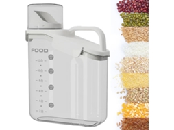 Recipiente Hermético, 2000 Ml, Com Copo Medidor, Com Bico Dosador, Branco, Para Arroz, Farinha