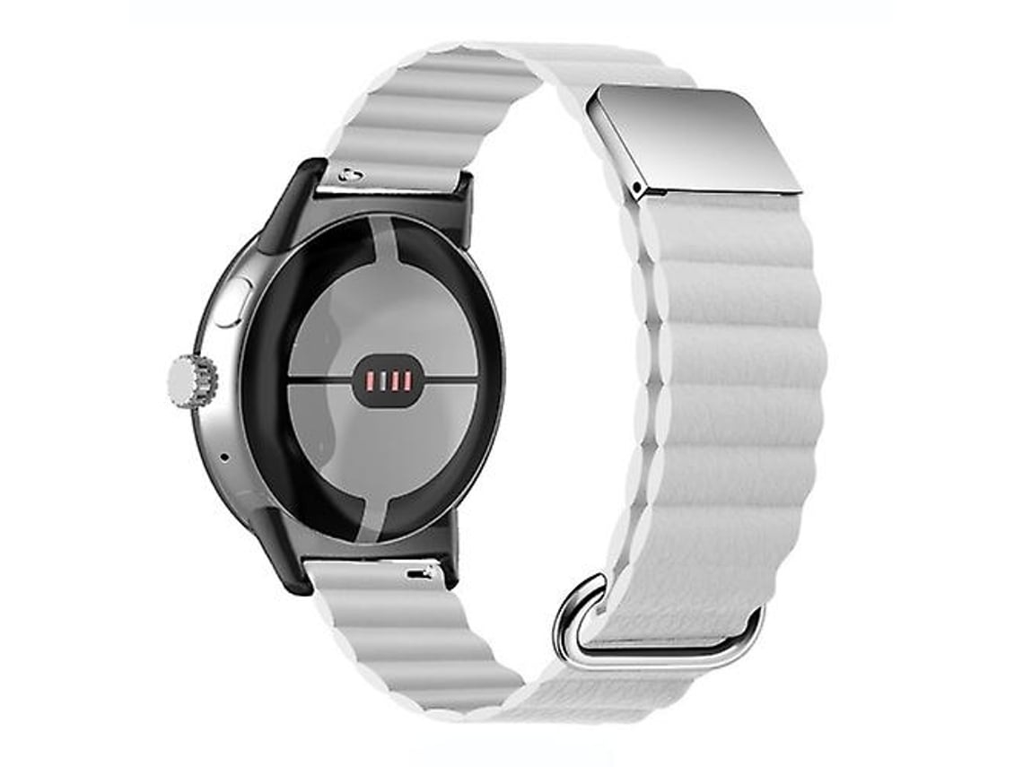 Pulseira De Relógio Lurelia Para Google Pixel Watch De Couro Genuíno Magnética Branca