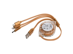 Cabo de Carga Retrátil de Nylon Trançado 3 em 1 para iOS/type C/micro, Vermelho
