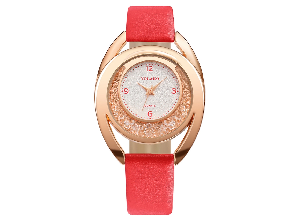 Relógio de Pulseira Feminino Simples com Pulseira Pu e Quartzo Yolako (vermelho)