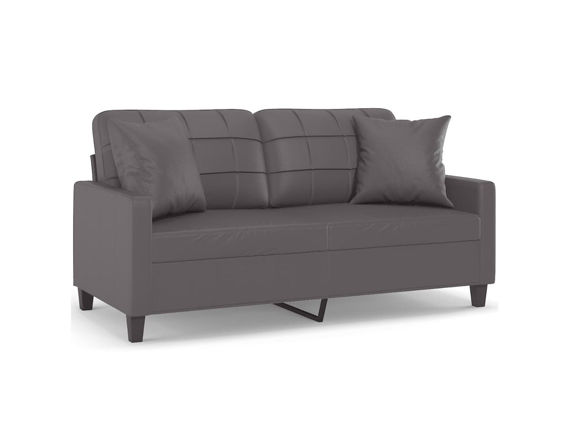 Maison Exclusive - Sofá 2 Lugares + Almofadas Decorativas 140cm Couro Artif. Cinza