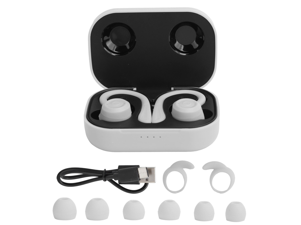 Auriculares Inalámbricos Bluetooth con Gancho para la Oreja Intrauditivos con Estuche de Carga Plata Platino S/MARCA